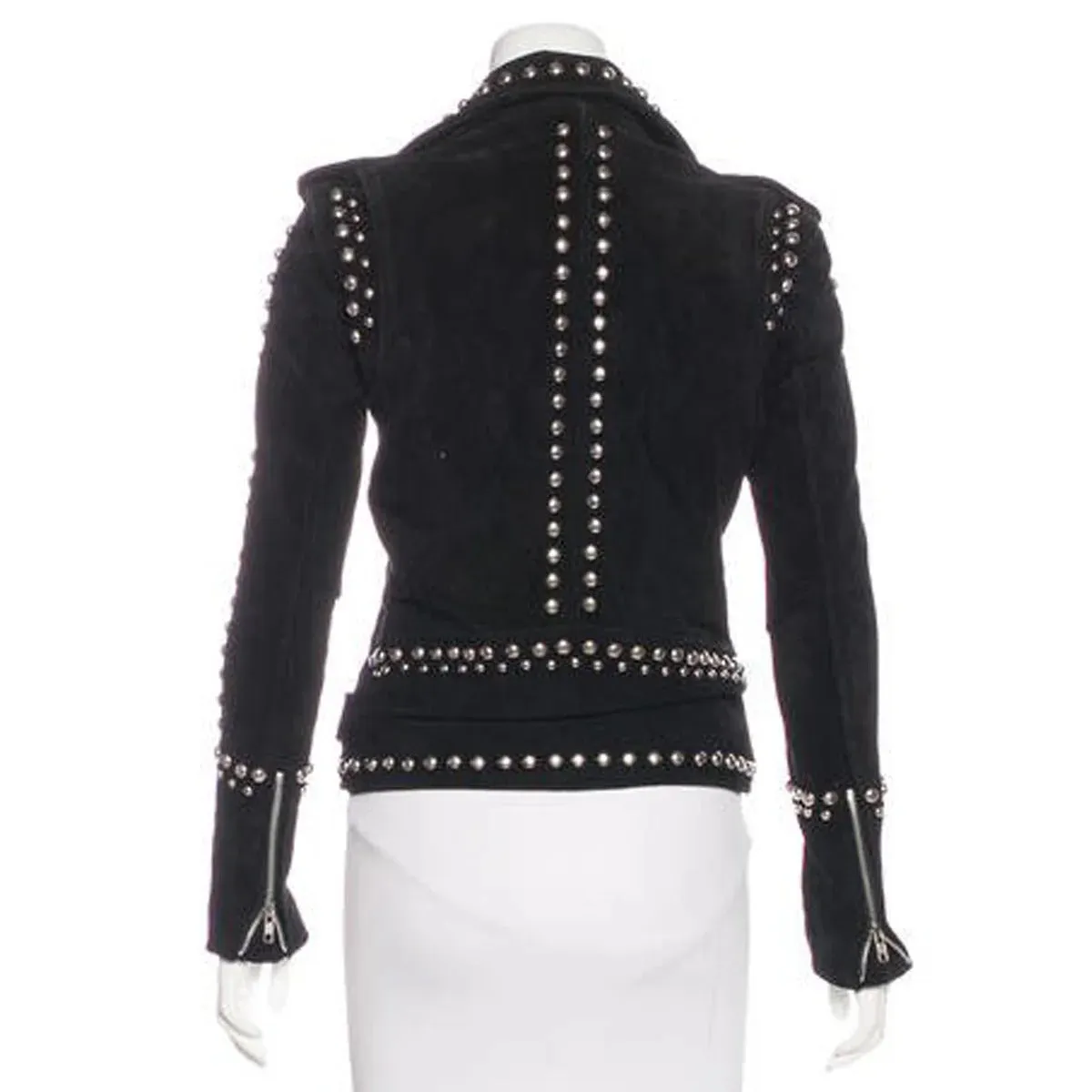 Women’s Studded Black Suede Leather Moto Jacket